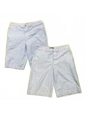 2 Pair Set Ralph Lauren Polo Blue Oxford Cotton Preppy Dress Shorts 18 20
